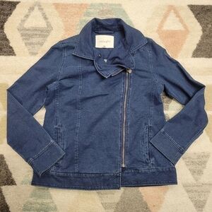 Thought Denim Chambray Stretch Moto Jean Jacket Size 12